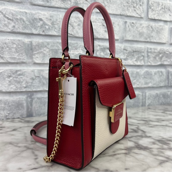 Coach Mini Pepper Crossbody Handbag In Colorblock Red Multi - Picture 3 of 11